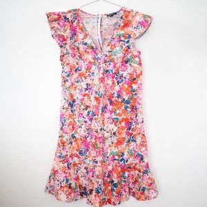J. Crew Mercantile Spring Floral Dress Cotton Bright Colors V Neck Size 6